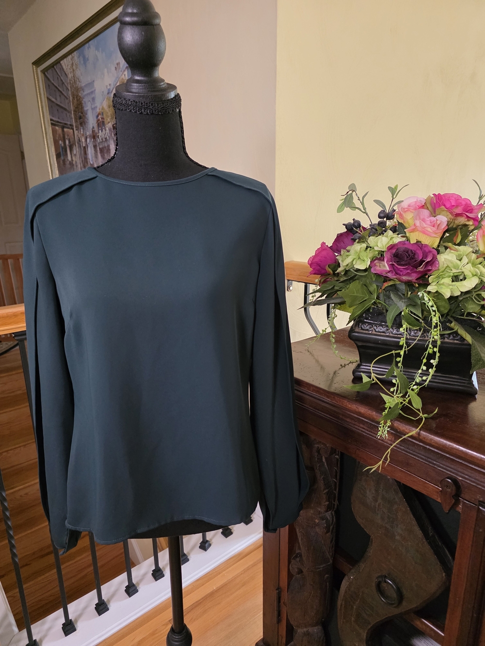 ANTONIO MELANI Teal‎ Green Long-Sleeve Blouse Size XS